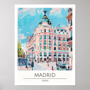 Madrid Spain Art Illustration Travel Poster
