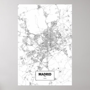 Madrid, Spain (black on white) Poster
