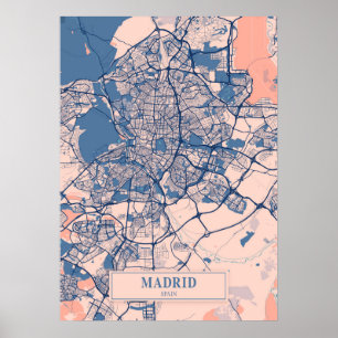 Madrid - Spain Breezy City Map  Poster