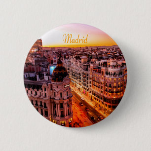 Madrid Spain Capitol City Skyline 6 Cm Round Badge