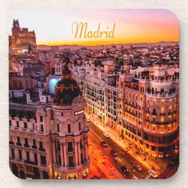 Madrid Spain Capitol City Skyline Coaster (Front)