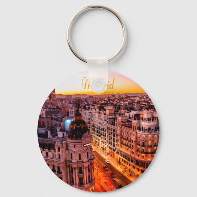 Madrid Spain Capitol City Skyline Key Ring (Front)