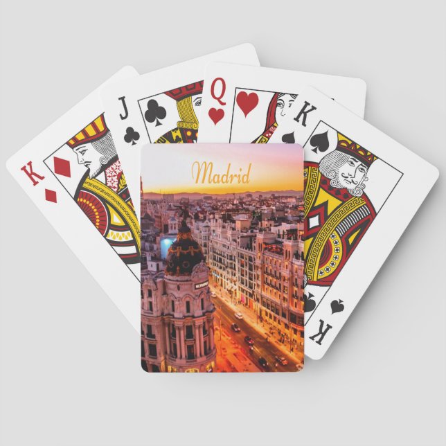 Madrid Spain Capitol City Skyline Playing Cards (Back)