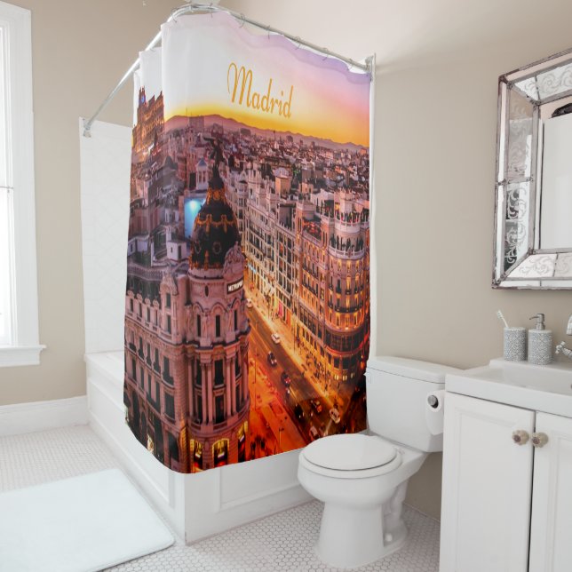 Madrid Spain Capitol City Skyline Shower Curtain (In Situ)