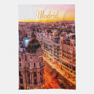 Madrid Spain Capitol City Skyline Tea Towel