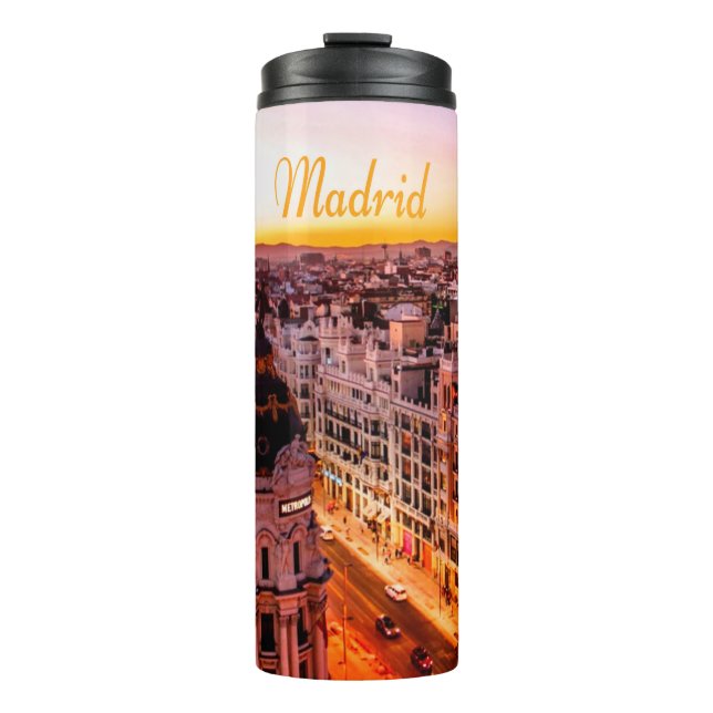 Madrid Spain Capitol City Skyline Thermal Tumbler (Front)