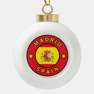Madrid Spain Ceramic Ball Christmas Ornament