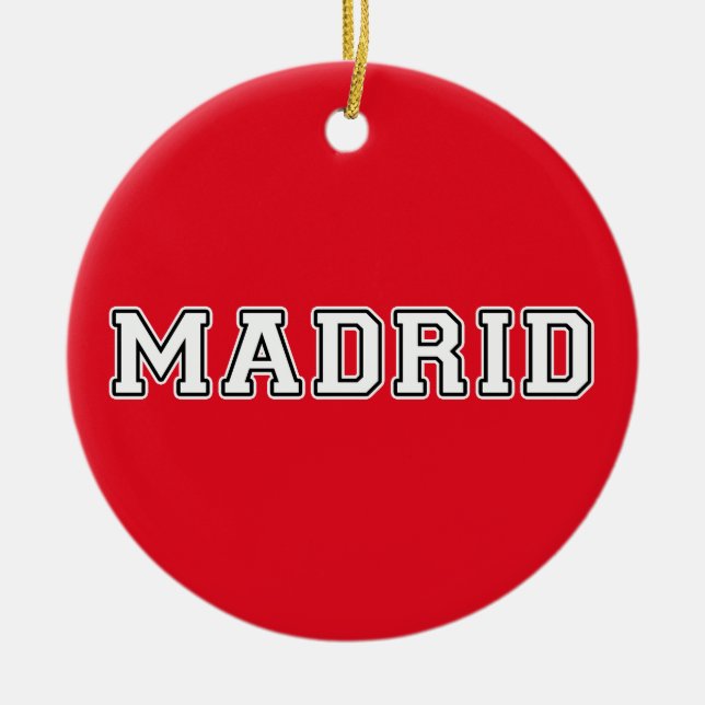 Madrid Spain Ceramic Tree Decoration (Front)