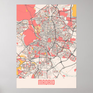 Madrid - Spain Chalk City Map Poster