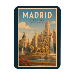 Madrid Spain Cibeles Fountain Illustration Travel Magnet