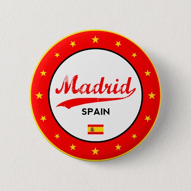 Madrid, Spain, circle, white 6 Cm Round Badge (Front)