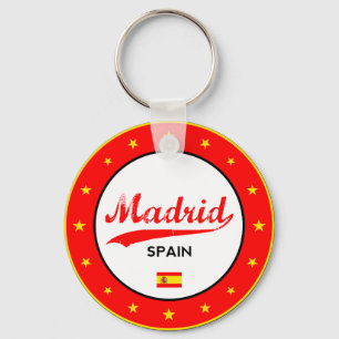 Madrid, Spain, circle, white Key Ring