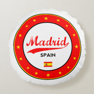 Madrid, Spain, circle, white Round Cushion