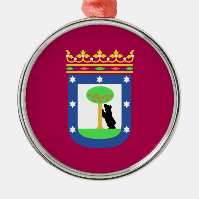 Madrid Spain (City) Flag Metal Tree Decoration (Front)