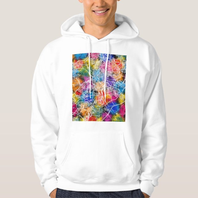 Madrid Spain City Map Hoodie (Front)