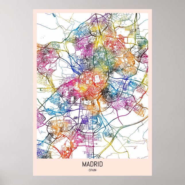 Madrid Spain City Map Poster (Front)