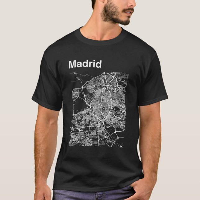 Madrid Spain City Map T-Shirt (Front)