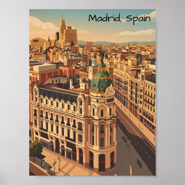 Madrid Spain City Silhouette Architecture Poster (Front)