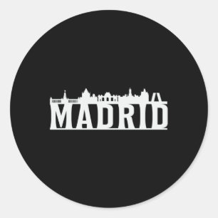 Madrid Spain City Skyline Cityscape Funny Gift Classic Round Sticker