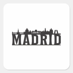 Madrid Spain City Skyline Cityscape Trip Gift Idea Square Sticker