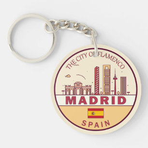 Madrid Spain City Skyline Emblem Key Ring
