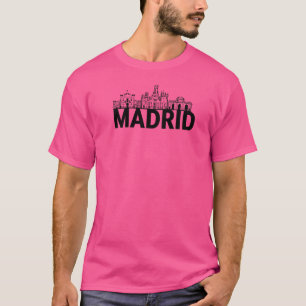 Madrid Spain City Skyline Silhouette Outline Sketc T-Shirt