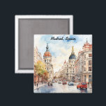 Madrid Spain City View Watercolor Painting Magnet<br><div class="desc">This is a elegant and beautiful Madrid Spain watercolor painting on a Magnet featuring a view over of the spanish capital with its iconic architecture. This product makes an amazing souvenir and gift idea for every tourist.</div>