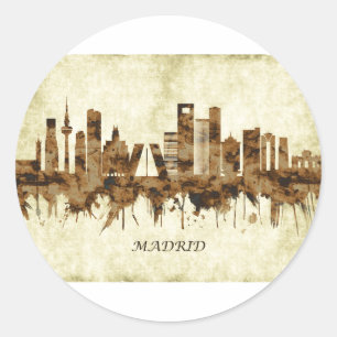 Madrid Spain Cityscape Classic Round Sticker