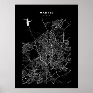 Madrid - Spain Dark City Map Poster