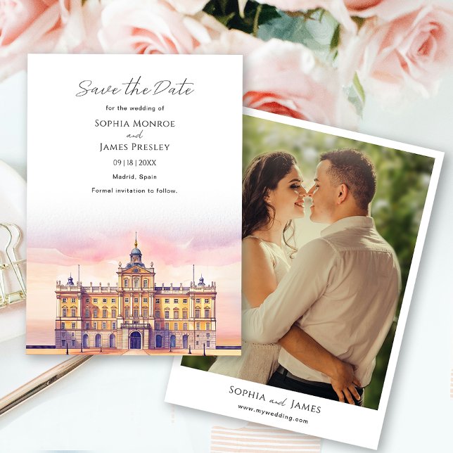 Madrid Spain Destination Wedding | Couple Photo Save The Date (Madrid Spain Destination Wedding Save The Date)