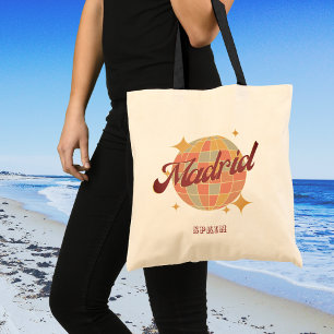 Madrid Spain Disco ball Retro Vintage Tote Bag