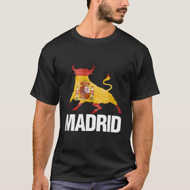 Madrid Spain Flag Bull Fight T-Shirt (Front)