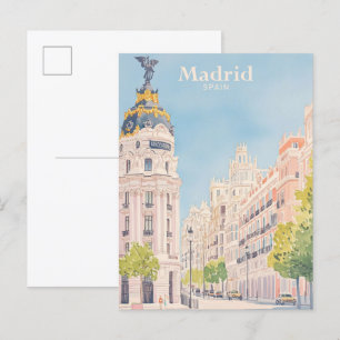 Madrid Spain Gouache Paint Illustration Travel Postcard