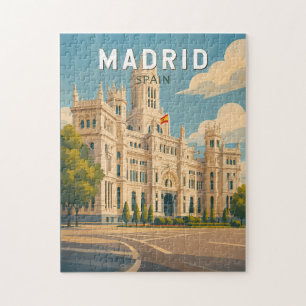 Madrid Spain Illustration Travel Art Vintage Jigsaw Puzzle