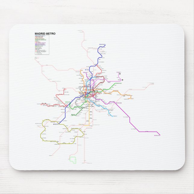 Madrid (Spain) Metro Map Mouse Mat (Front)