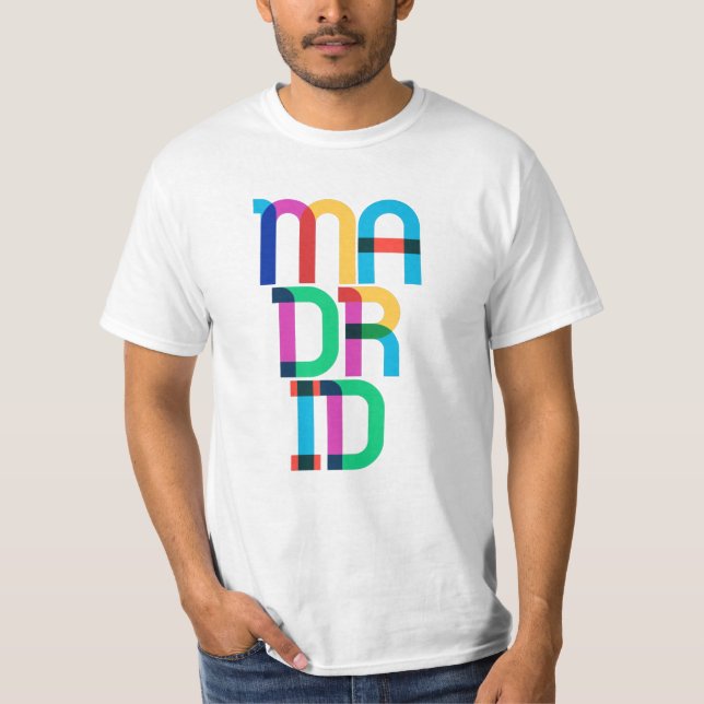 Madrid Spain Pop Art Letters T-Shirt (Front)