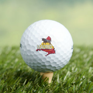 Madrid Spain Retro Region Map Vintage Bull Golf Balls