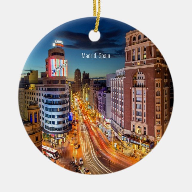 Madrid, Spain scenic photograph Ceramic Tree Decoration (Front)
