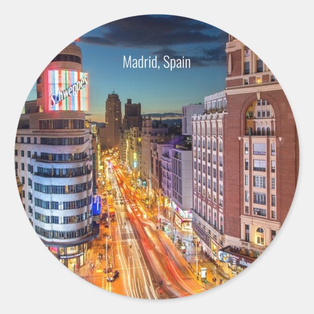 Madrid, Spain scenic photograph Classic Round Sticker (Front)