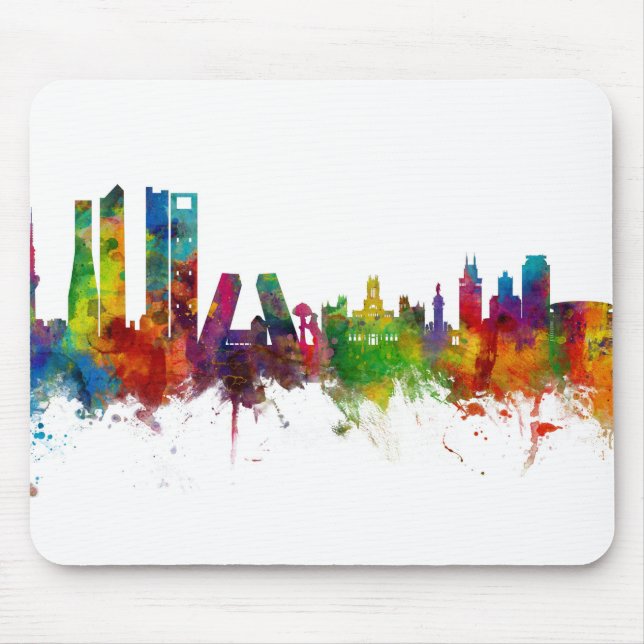 Madrid Spain Skyline Mouse Mat (Front)