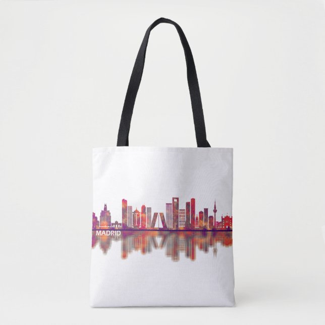 Madrid Spain Skyline Tote Bag (Front)