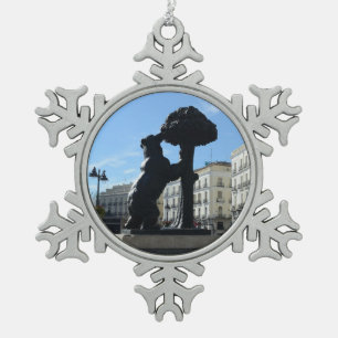Madrid, Spain Snowflake Pewter Christmas Ornament