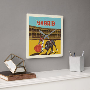 Madrid, Spain Square Wall Clock