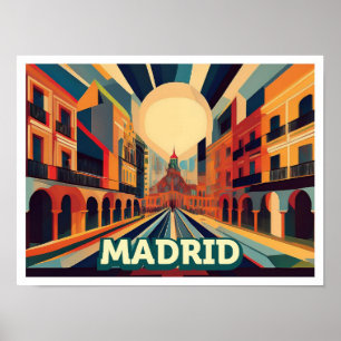 Madrid Spain Travel artistic colourful Poster