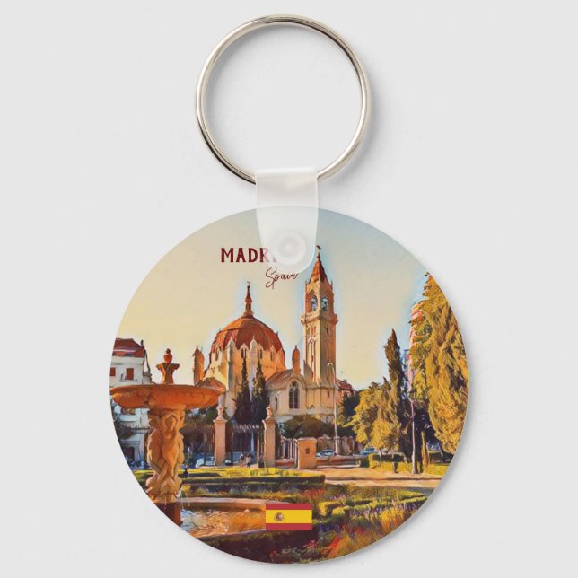 Madrid Spain Travel landscape souvenir Key Ring (Front)