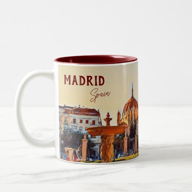Madrid Spain Travel landscape souvenir Two-Tone Coffee Mug (Left)