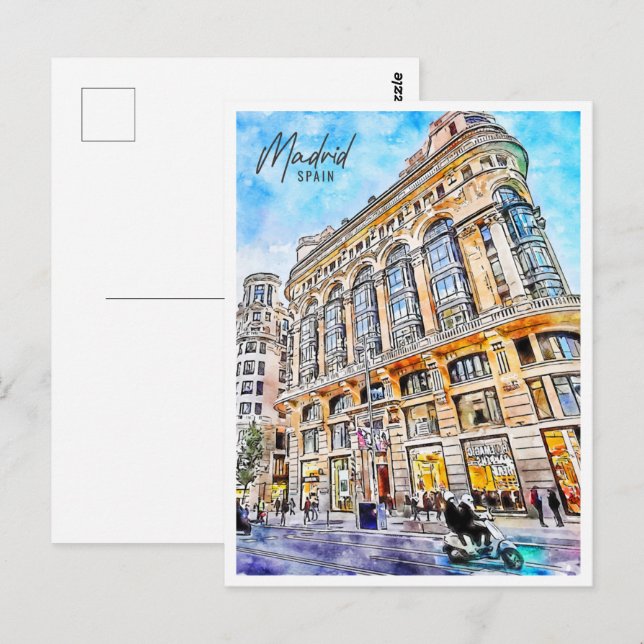 Madrid Spain Travel Place Watercolor Postcard (Front/Back)