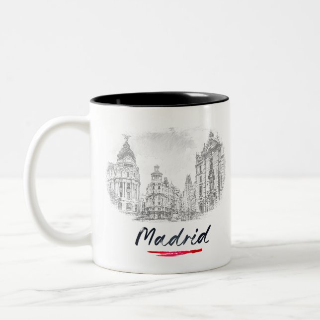 Madrid - Spain - Via Grande Two-Tone Coffee Mug (Left)