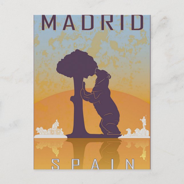 Madrid Spain vintage travel Bear Postcard (Front)