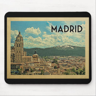 Madrid Spain Vintage Travel Mouse Mat